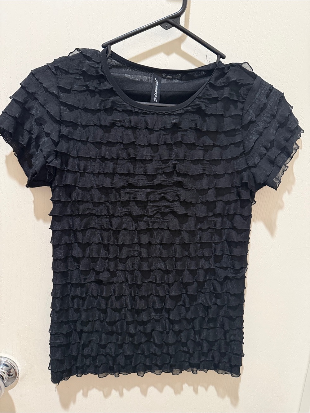 jason maxwell Black Ruffle Short Sleeve Tee